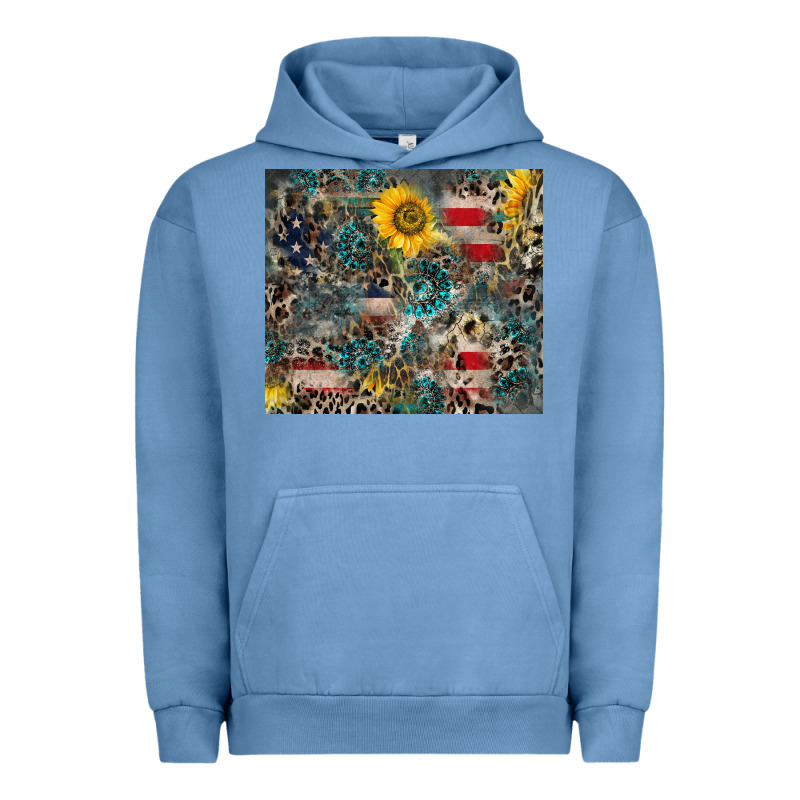 America Flag Leopard Gemstone Sunflower Urban Hoodie by CowCowDesign | Teevron