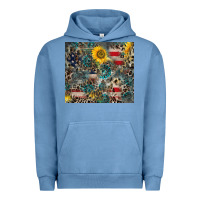 Pigment Pebble Blue America Flag Leopard Gemstone Sunflower Urban Hoodie - CowCowDesign