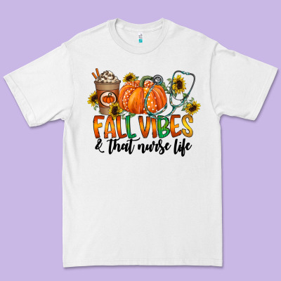 Fall Vibes And That Nurse Life Premium Tee Designed By Cowhidedigitalart