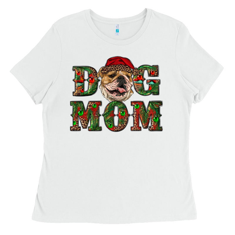 English Bulldog Mom Christmas Ladies Tee by RanaPortraitStore | Teevron