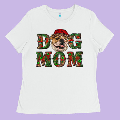 English Bulldog Mom Christmas Ladies Tee Designed By Ranaportraitstore
