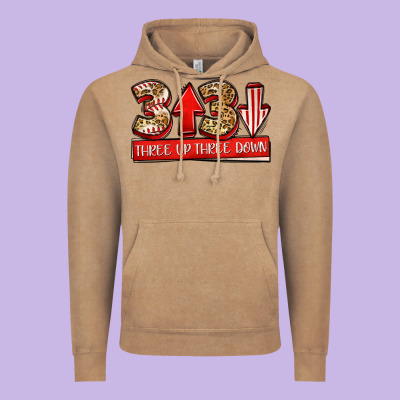 Three Up Three Down Baseball Vintage Hoodie Designed By Jasminsmagicworld