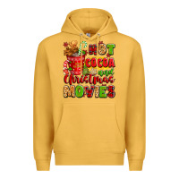 Mustard hot cocoa and christmas movies Premium Hoodie - texasbilliewilder