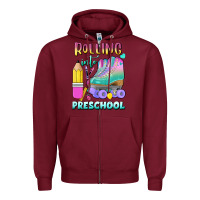 Burgundy rolling into preschool Zipper Hoodie - BundleAndBundleShop