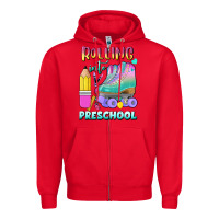 Red rolling into preschool Zipper Hoodie - BundleAndBundleShop
