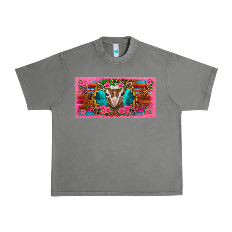 Western Baby Boer Goat Pink Flowers Serape Leopard Pink Glitter Patter Urban Heavy Tee by BarkalooDesign | Teevron