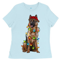 Baby Blue christmas german shepherd Ladies Tee - RanaPortraitStore