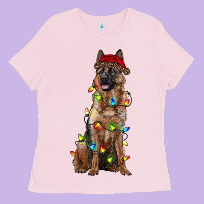 Christmas German Shepherd Ladies Tee Designed By Ranaportraitstore