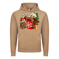 Vintage Coffee Christmas hot chocolate cup with gift and letters Vintage Hoodie - AdoDesignShop