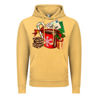 Vintage Mustard Christmas hot chocolate cup with gift and letters Vintage Hoodie - AdoDesignShop
