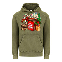 Vintage Olive Christmas hot chocolate cup with gift and letters Vintage Hoodie - AdoDesignShop