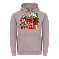 Vintage Zinc Christmas hot chocolate cup with gift and letters Vintage Hoodie - AdoDesignShop
