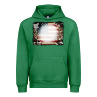 Emerald American Flag Cowhide Leopard Bleach Effect Urban Hoodie - CowCowDesign