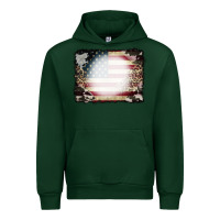 Forest Green American Flag Cowhide Leopard Bleach Effect Urban Hoodie - CowCowDesign