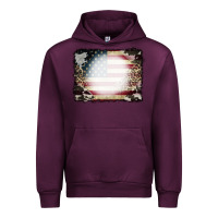 Mauve Wine American Flag Cowhide Leopard Bleach Effect Urban Hoodie - CowCowDesign