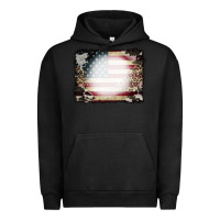 Pigment Black American Flag Cowhide Leopard Bleach Effect Urban Hoodie - CowCowDesign