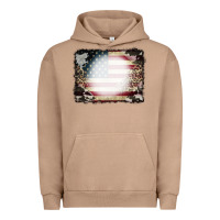 Pigment Burro American Flag Cowhide Leopard Bleach Effect Urban Hoodie - CowCowDesign
