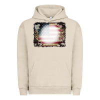 Pigment French Oak American Flag Cowhide Leopard Bleach Effect Urban Hoodie - CowCowDesign