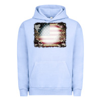 Pigment Grape Ice American Flag Cowhide Leopard Bleach Effect Urban Hoodie - CowCowDesign