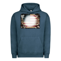 Pigment Midnight Navy American Flag Cowhide Leopard Bleach Effect Urban Hoodie - CowCowDesign