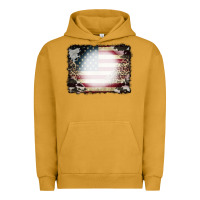 Pigment Peanut Butter American Flag Cowhide Leopard Bleach Effect Urban Hoodie - CowCowDesign