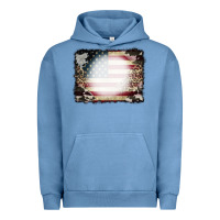 Pigment Pebble Blue American Flag Cowhide Leopard Bleach Effect Urban Hoodie - CowCowDesign