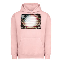 Pigment Salmon American Flag Cowhide Leopard Bleach Effect Urban Hoodie - CowCowDesign