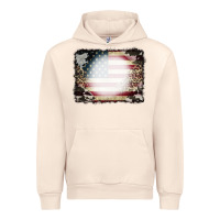 Sandshell American Flag Cowhide Leopard Bleach Effect Urban Hoodie - CowCowDesign