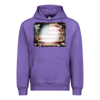 Tulip American Flag Cowhide Leopard Bleach Effect Urban Hoodie - CowCowDesign