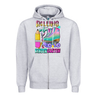 Heather Grey rolling into kindergarten Zipper Hoodie - BundleAndBundleShop