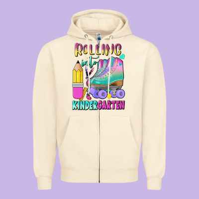 Rolling Into Kindergarten Zipper Hoodie Designed By Bundleandbundleshop