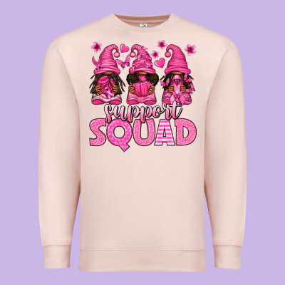 Breast Cancer Afro Gnomies Support Squad Premium Sweatshirt Designed By Texasbilliewilder