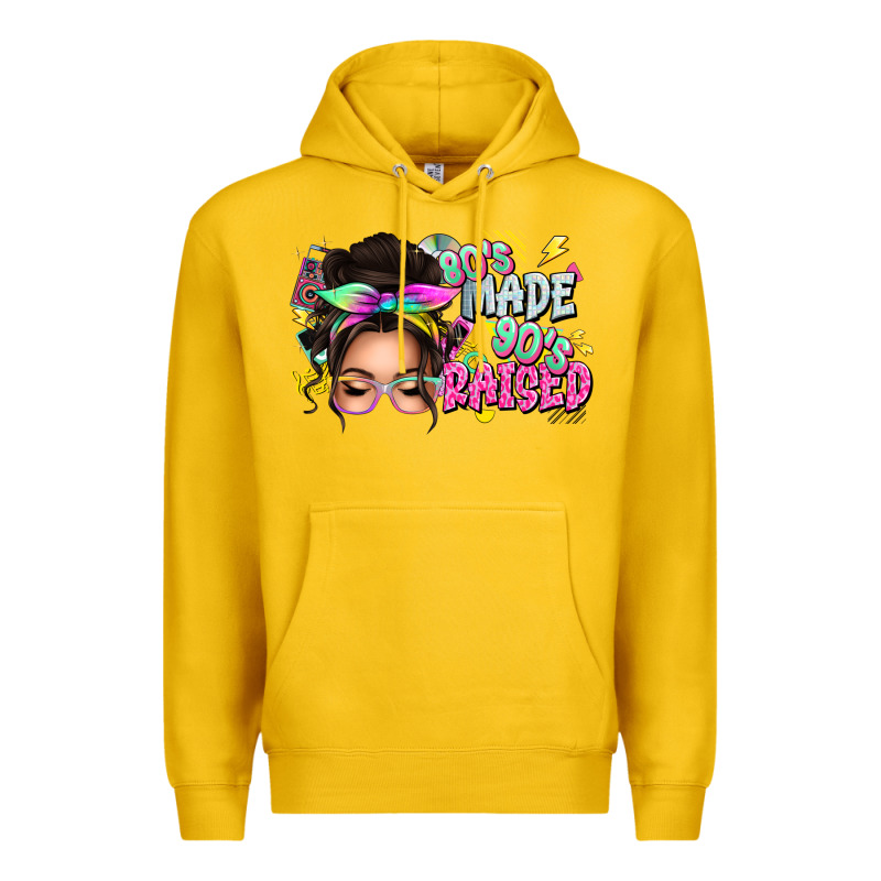 80s Made 90s Raised Messy Bun Premium Hoodie by texasbilliewilder | Teevron
