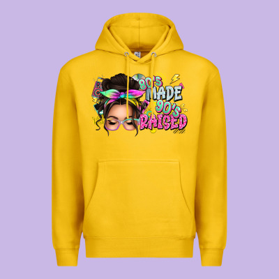 80s Made 90s Raised Messy Bun Premium Hoodie Designed By Texasbilliewilder