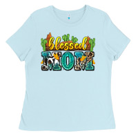 Baby Blue blessed mom Ladies Tee - Zillion Design Studio