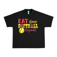 Black Eat Sleep Softball Repeat Urban Heavy Tee - LillyAllenDesigns