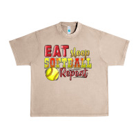 French Oak Eat Sleep Softball Repeat Urban Heavy Tee - LillyAllenDesigns