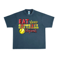 Midnight Navy Eat Sleep Softball Repeat Urban Heavy Tee - LillyAllenDesigns
