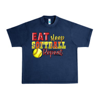 Navy Eat Sleep Softball Repeat Urban Heavy Tee - LillyAllenDesigns