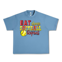 Pebble Blue Eat Sleep Softball Repeat Urban Heavy Tee - LillyAllenDesigns