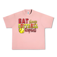 Salmon Eat Sleep Softball Repeat Urban Heavy Tee - LillyAllenDesigns