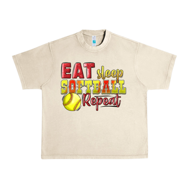 Eat Sleep Softball Repeat Urban Heavy Tee by LillyAllenDesigns | Teevron