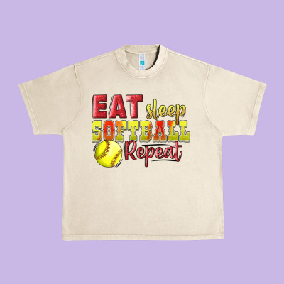 Eat Sleep Softball Repeat Urban Heavy Tee Designed By Lillyallendesigns