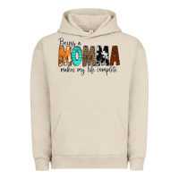 Pigment French Oak Being a Momma Makes My Life Complete Urban Hoodie - CowCowDesign