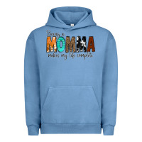 Pigment Pebble Blue Being a Momma Makes My Life Complete Urban Hoodie - CowCowDesign