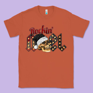 Rockin Noel Skull Classic Tee Designed By Cowhidedigitalart