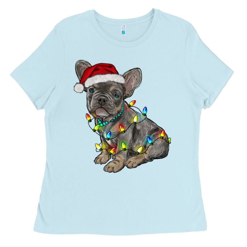 Christmas French Bulldog Ladies Tee by RanaPortraitStore | Teevron