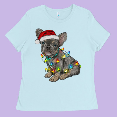 Christmas French Bulldog Ladies Tee Designed By Ranaportraitstore