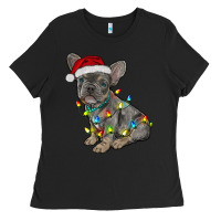 Black christmas french bulldog Ladies Tee - RanaPortraitStore