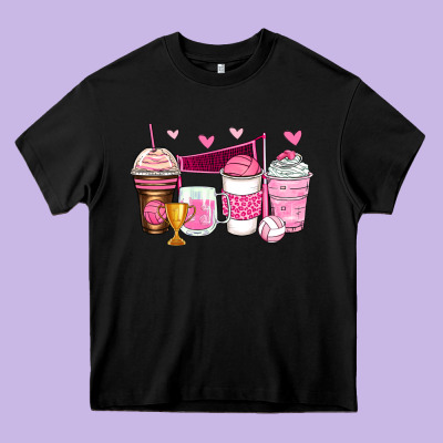 Volleyball Coffee Cups Heavy Core Tee Designed By Zillion Design Studio